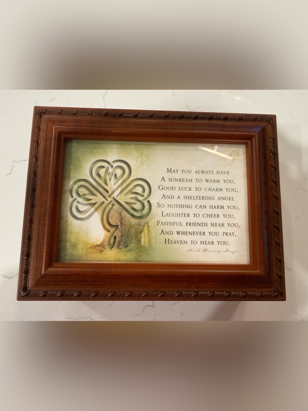 Inspirational Music Box with Green Celtic Design